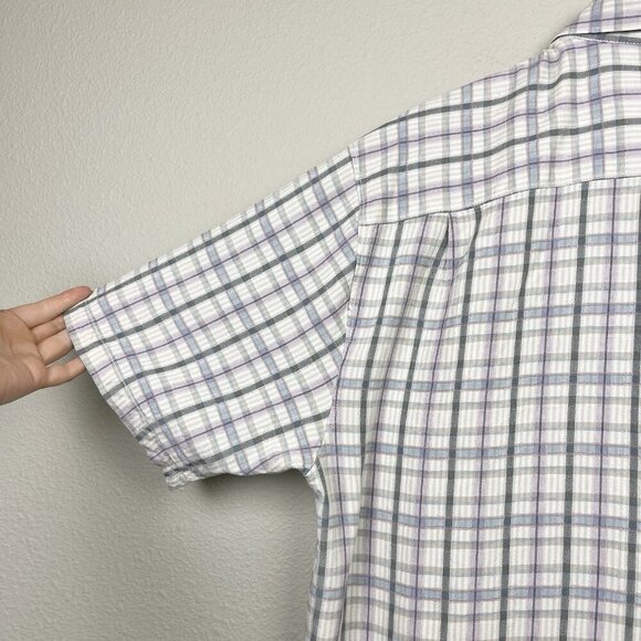 Tommy Bahama Men's Medium 100% Silk Short Sleeve Collared Shirt Plaid Cream - Picture 12 of 16